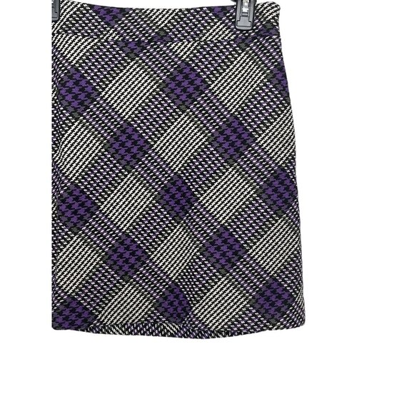 Loft Petite 4P Purple Black Plaid Mini Skirt Tweed Fall Workwear - Picture 3 of 12